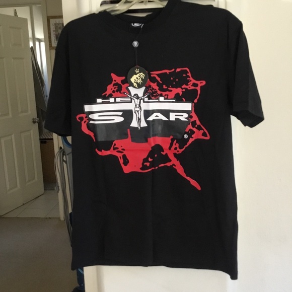 Hellstar Small Black Graphic T-Shirt with Red and White Design - Picture 1 of 9